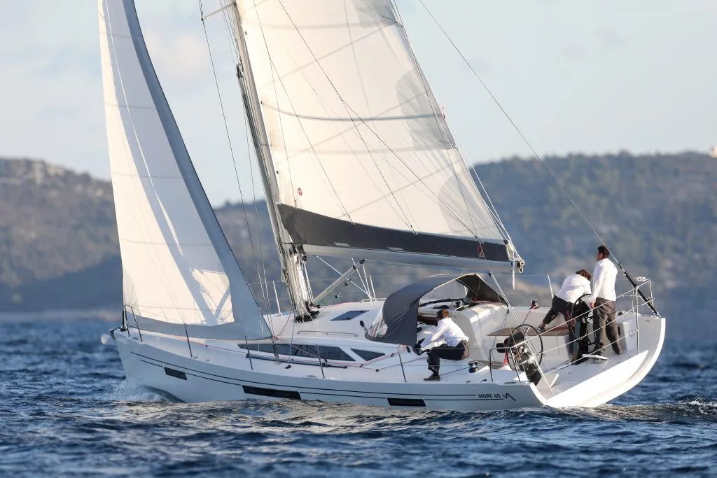 More 40 yacht in the water, sailing.